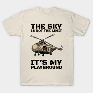 Vintage Helicopter The Sky Is My Playground T-Shirt